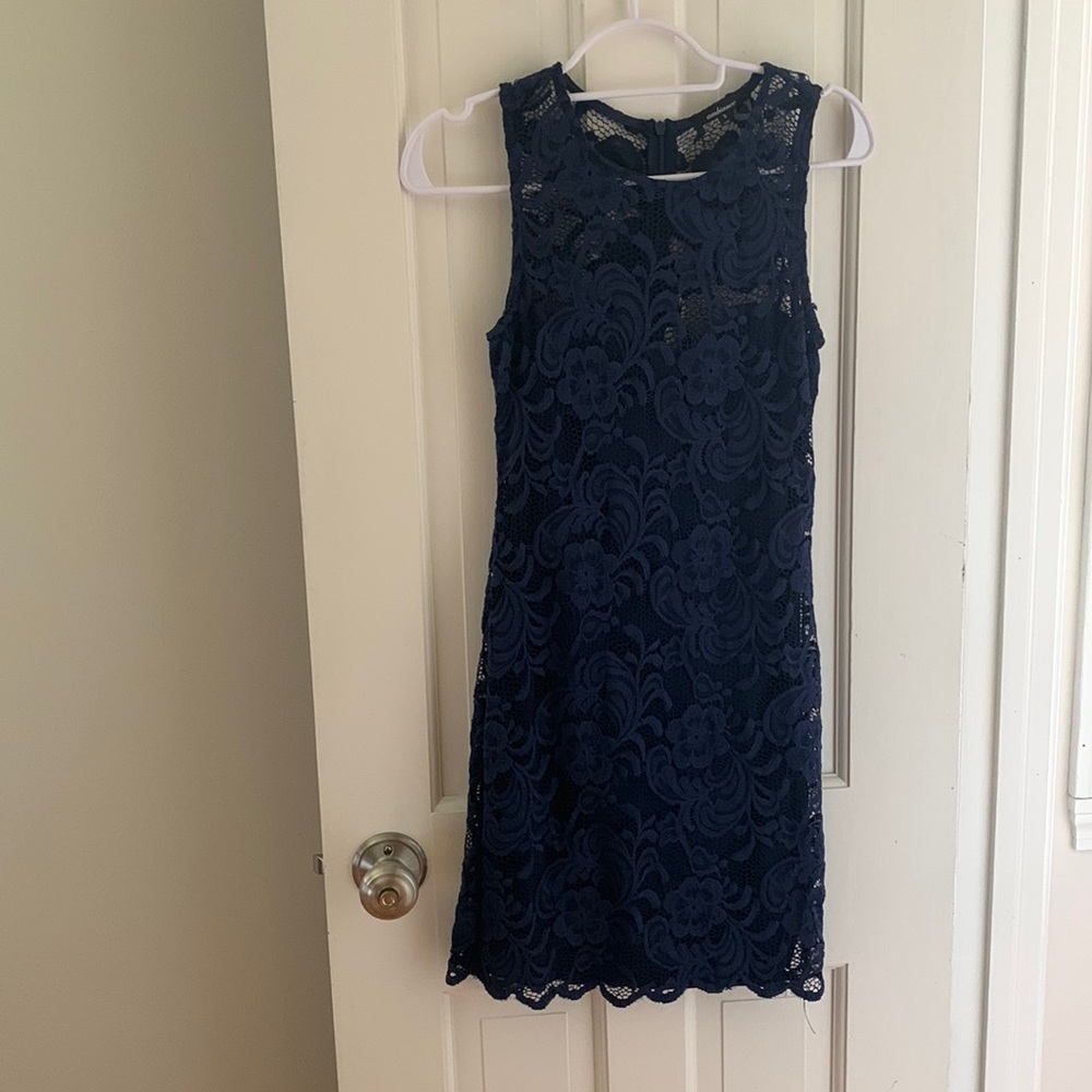 Navy Blue Lace Dress